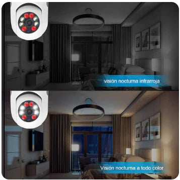 Cámara Seguridad Inteligente 360° Tipo Foco con Visión Nocturna