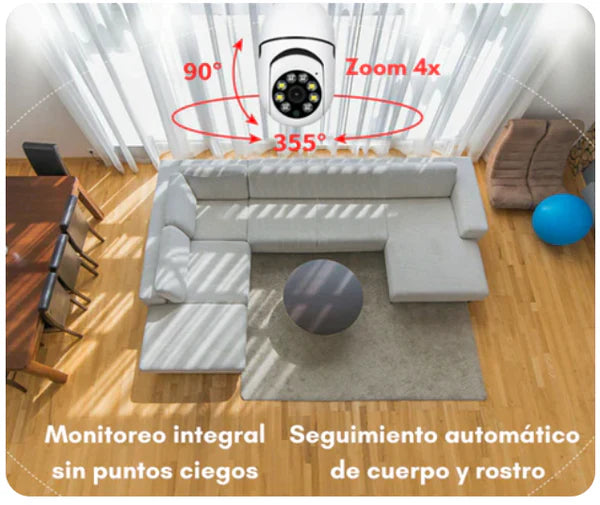Cámara Seguridad Inteligente 360° Tipo Foco con Visión Nocturna